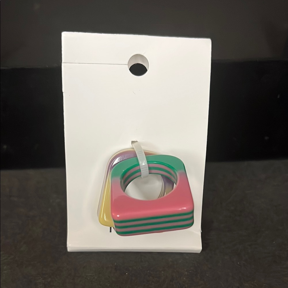 Mango Colorful Square Resin Rings